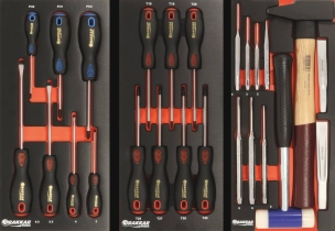 Servante d'atelier 8 tiroirs composée de 212 outils - modules finition métal Servante d'atelier 8 tiroirs composée de 212 outils - modules finition métal