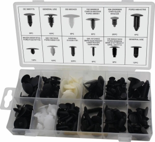 Clips de fixation en PVC - universel - présentoir de 6 coffrets de 128 pcs