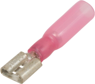 Cosse plate femelle isolée thermorétractable rouge 6,3x0,8mm - lot de 10 pcs