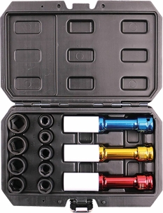 Douilles à chocs gainées 1/2" - Spécial jantes - Coffret de 12 pcs