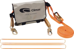 Ligne de vie horizontale 20m - kit sacoche sangle anneaux mousquetons