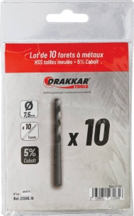Foret à métaux HSS 5% cobalt 7,5mm - lot de 10 pcs Foret à métaux HSS 5% cobalt 7,5mm - lot de 10 pcs