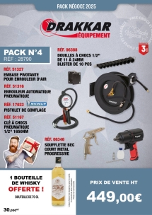 PN N°4 air comprimé - enrouleur de tuyau d'air, clé à choc pneumatique composite 1/2" 1350/1600nm, accessoires + 1 bouteille de whisky