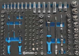 Servante d'atelier 5 tiroirs composée de 152 outils - modules mousses
