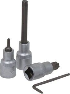 Douilles tournevis 1/2" avec embout 55mm Torx® de T20 à T55 et 100mm T40 à T50 - coffret métallique de 11 pcs