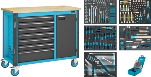 Servante d'atelier 7 tiroirs composée de 320 outils - modules mousses