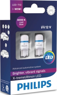 Ampoule Wedgebase LED 12V 0,9W T10 W2,1x9,5d 8000K - blister de 2 pcs