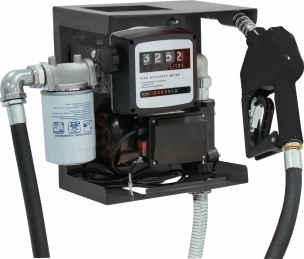 Cuve de stockage gasoil PEHD DP 5000L avec armoire intégrée pour station à gasoil 230V 50 l/min et pistolet automatique/compteur/filtre