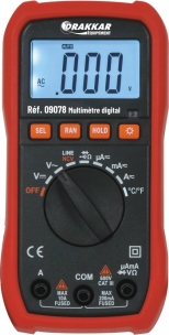Multimètre digital échelle automatique Cat III 600V avec sonde température