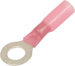 Cosse à oeil isolée thermorétractable rouge M6 - lot de 10 pcs