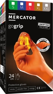 Gants jetables nitrile 240mm 0,26mm orange ONE BY ONE T11 - lot de 10 boîtes de 100 pcs
