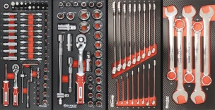 Servante d'atelier XXL 7 tiroirs composée de 177 outils - modules finition carbone