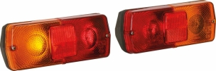 Feu arrière rectangle 12/24V 3 fonctions avec catadioptre fixation inclinée - lot droit + gauche 184x76mm