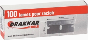 Lame rectangle 19x40mm pour grattoir - carte boîte de 100 pcs