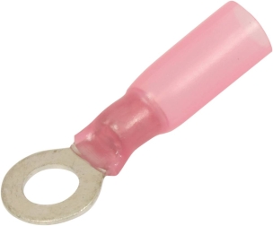 Cosse à oeil isolée thermorétractable rouge M5 - lot de 10 pcs