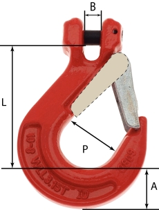 Crochet à chape avec linguet de securité pour chaîne de 13mm grade 80