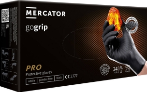 Gants jetables ambidextres nitrile 240mm 0,18mm noir T8 - Boîte de 50 pcs