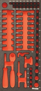 Module mousse 395x178mm métal vide pour douilles/cliquet/embouts/douilles longues 1/4"