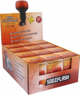 Mini-gyrophare LED flash 12/24V sur tige flexible - présentoir de 12 pcs