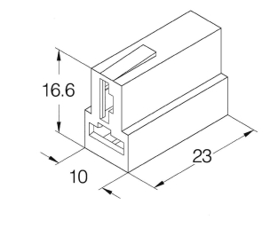 Boîtier unipolaire femelle nu 6,35mm - 2 voies - 16,6x10x23mm - lot de 100 pcs