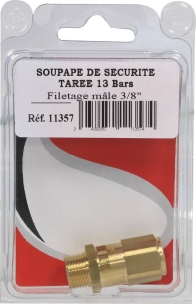 Soupape de sécurité tarée à 14 bar mâle 3/8" - blister