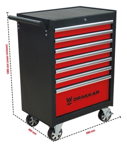 Servante d'atelier 7 tiroirs rouge/noir 680x460x1005mm