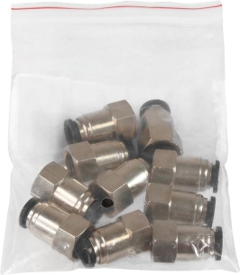 Raccord instantané métallique droit femelle cylindrique 1/4" pour tuyau rilsan 8mm - lot de 10 pcs