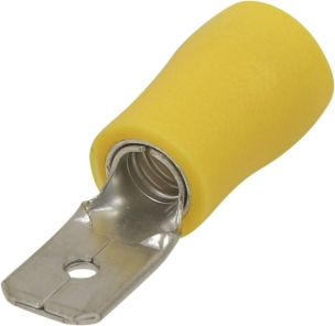 Cosse plate mâle isolée jaune 6,3X0,8 - blister de 10 pcs