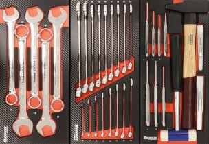 Servante d'atelier 7 tiroirs composée de 176 outils - modules carbone
