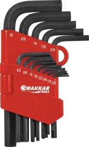 Clés mâles coudées hexagonales courtes en pouce de 0,05 à 3/8" - étui pivotant de 13 pcs