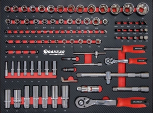 Servante d'atelier 7 tiroirs composée de 176 outils - modules carbone