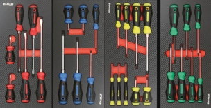 Servante d'atelier XXL 7 tiroirs composée de 254 outils - modules carbone