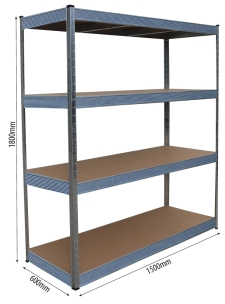 Etagère métallique à emboîter 4 tablettes bois 1500x600x1800mm max 2T