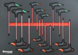 Module mousse 567x402mm carbone tournevis avec poignée en T Hex/Torx® - 14 pcs