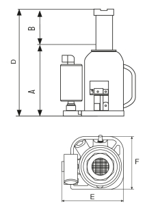 Cric bouteille hydraulique base soudée 50T