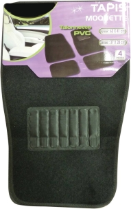 Tapis de voiture moquette avec talonnette sur tapis conducteur - 4 pcs