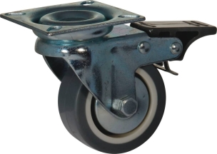 Roulette zinguée pivotante avec frein 50mm entraxe 46x46mm 38kg