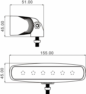 Phare de travail rectangle LED 10/30V 18W 1200 lumens faisceau longue portée