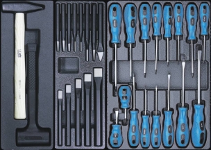 Servante d'atelier 7 tiroirs composée de 243 outils - modules PVC