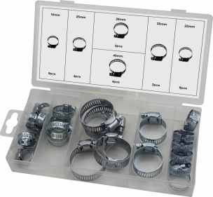 Collier à crémaillère ajouré acier zingué 9mm de 16 à 40mm - coffret de 26 pcs