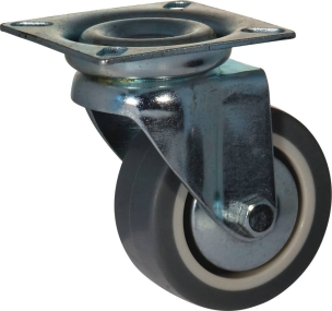 Roulette zinguée pivotante 80mm entraxe 38x38mm 60kg