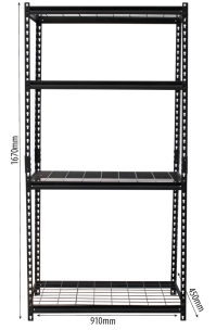 Etagère rayonnage d'atelier à emboîter 4 tablettes grillagées 1670x910x450mm max 800kg