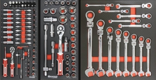 Servante d'atelier XXL 7 tiroirs composée de 170 outils - modules finition carbone