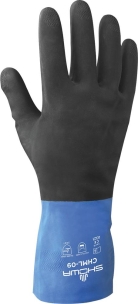 Gants chimiques 100% enduit néoprène noir/bleu 0,66mm T10 - lot de 12 pcs