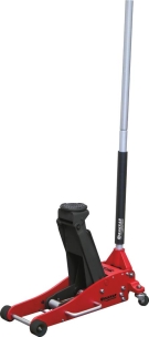 Cric rouleur 3T alu/acier double piston et roues en nylon 101/471mm longueur 670mm