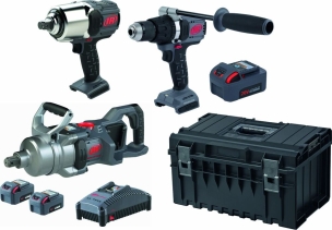 Pack 20V perceuse 125Nm-clé à chocs 3/4" 2710Nm-clé à chocs 1" 3500Nm-3 batteries 5Ah Li-ion