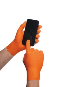 Gants jetables ambidextres nitrile 240mm 0,26mm orange XXL(11) - Boîte de 50 pcs