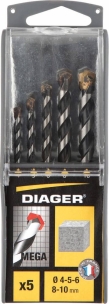 Coffret PVC de 5 forets béton queue cylindrique Ø4-5-6-8-10mm