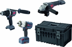 Pack 20V perceuse 125Nm-meuleuse 125mm-1 clé a chocs 1/2 2040Nm-2 batt. 5Ah - boîte de rangement