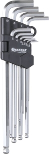Clés mâles coudées hexagonales extra longues de 1,5 à 10mm - étui pivotant de 10 pcs sur carte